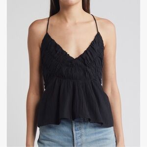 Treasure & Bond Shirred Gauze Peplum Top